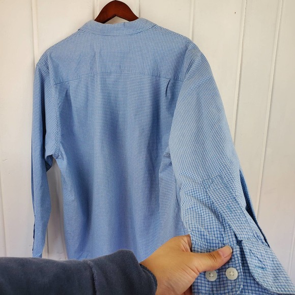 Bke Division Blue White Checkered Casual Collared Button Front Shirt Mens Medium - Picture 9 of 9